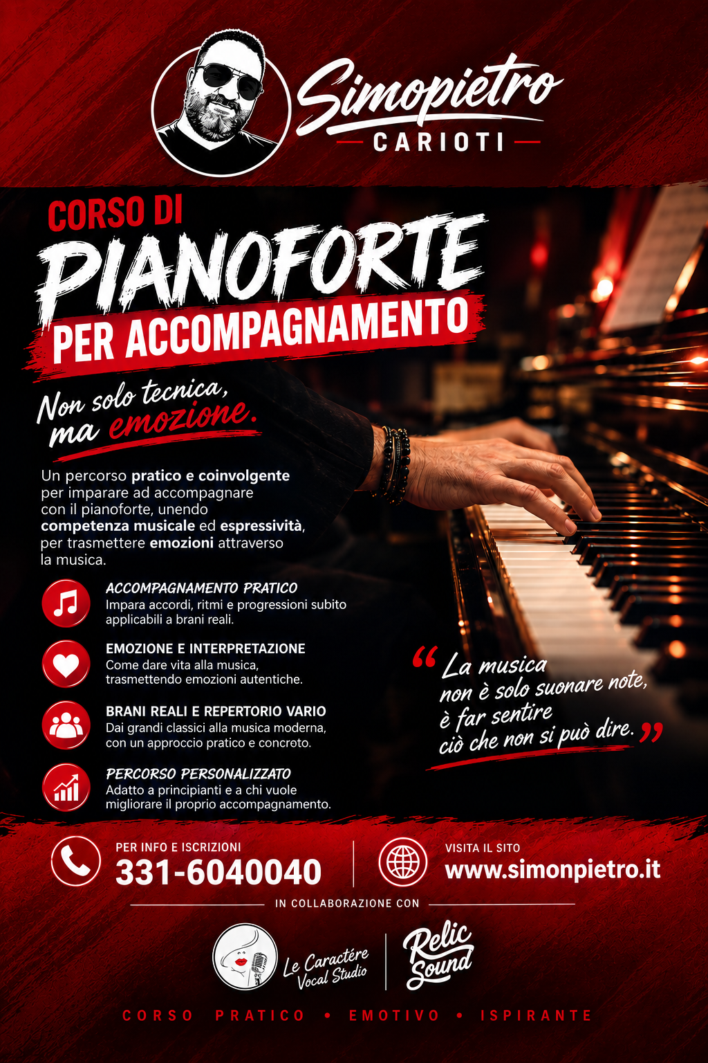 Locandina del corso di pianoforte per accompagnamento